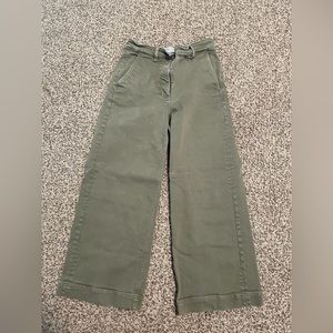 Everlane Cropped Wide Leg Pants (Army Green)